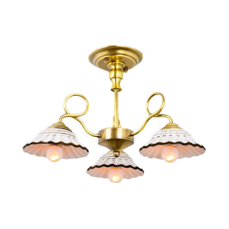 3/6 Heads Flared Chandelier Lamp Traditional Gold Ceramic Lighting - Rebooters