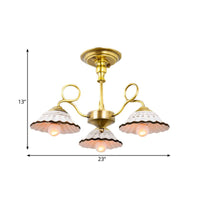 3/6 Heads Flared Chandelier Lamp Traditional Gold Ceramic Lighting - Rebooters