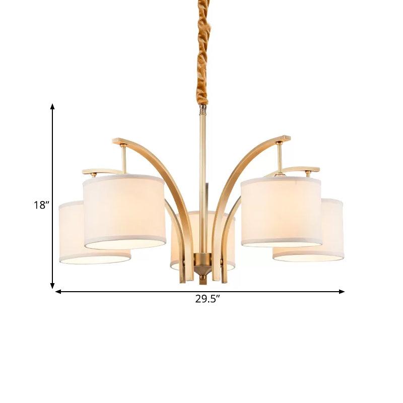 3/5 Bulbs Chandelier Lighting Country Drum Shade Lamp Gold - Rebooters