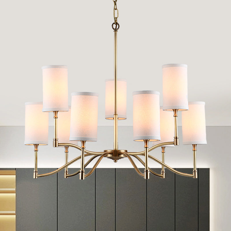 Gold Tubular Pendant Chandelier Colonial Style 6/9 Bulb Lighting - Rebooters