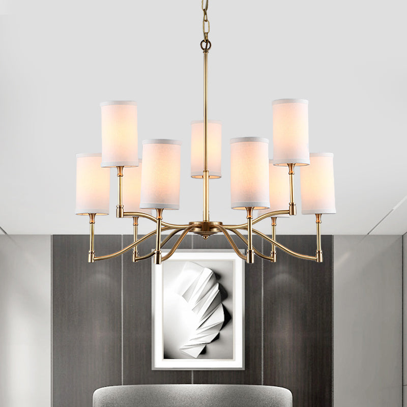 Gold Tubular Pendant Chandelier Colonial Style 6/9 Bulb Lighting - Rebooters
