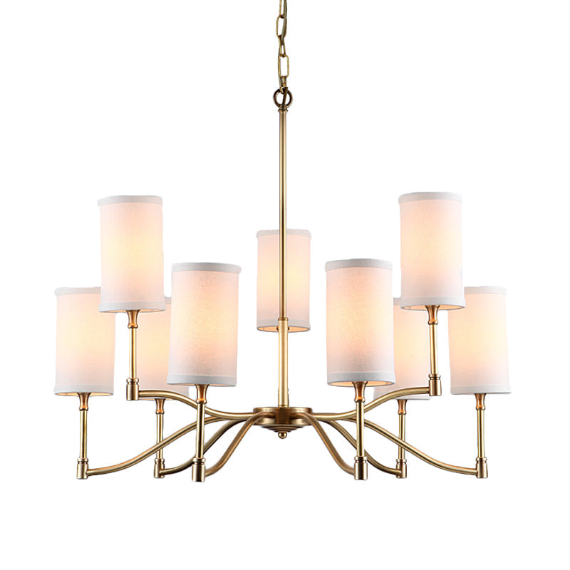 Gold Tubular Pendant Chandelier Colonial Style 6/9 Bulb Lighting - Rebooters