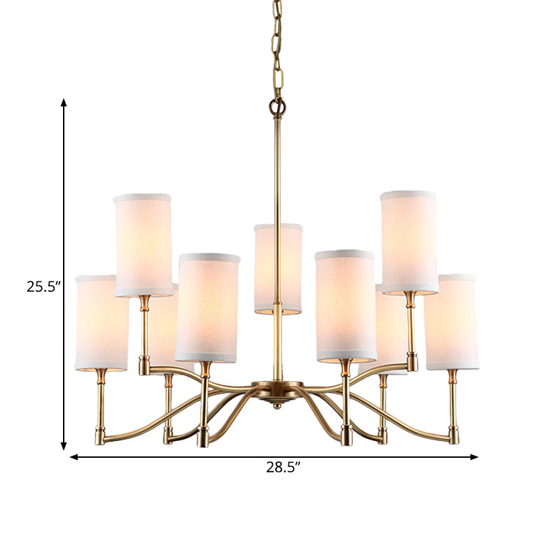 Gold Tubular Pendant Chandelier Colonial Style 6/9 Bulb Lighting - Rebooters