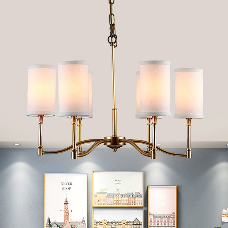 Gold Tubular Pendant Chandelier Colonial Style 6/9 Bulb Lighting - Rebooters