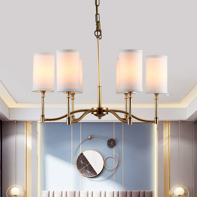 Gold Tubular Pendant Chandelier Colonial Style 6/9 Bulb Lighting - Rebooters