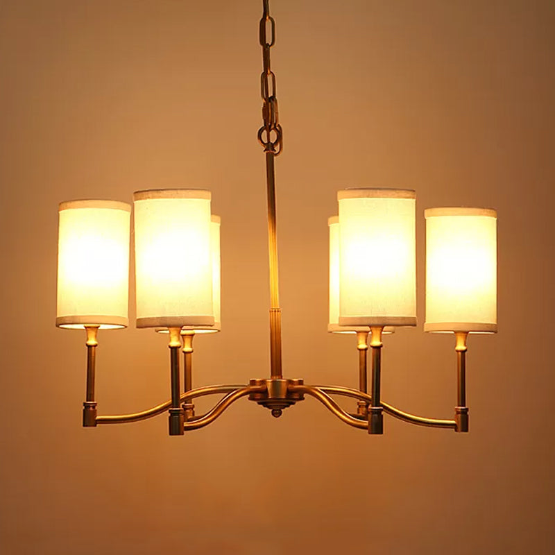 Gold Tubular Pendant Chandelier Colonial Style 6/9 Bulb Lighting - Rebooters