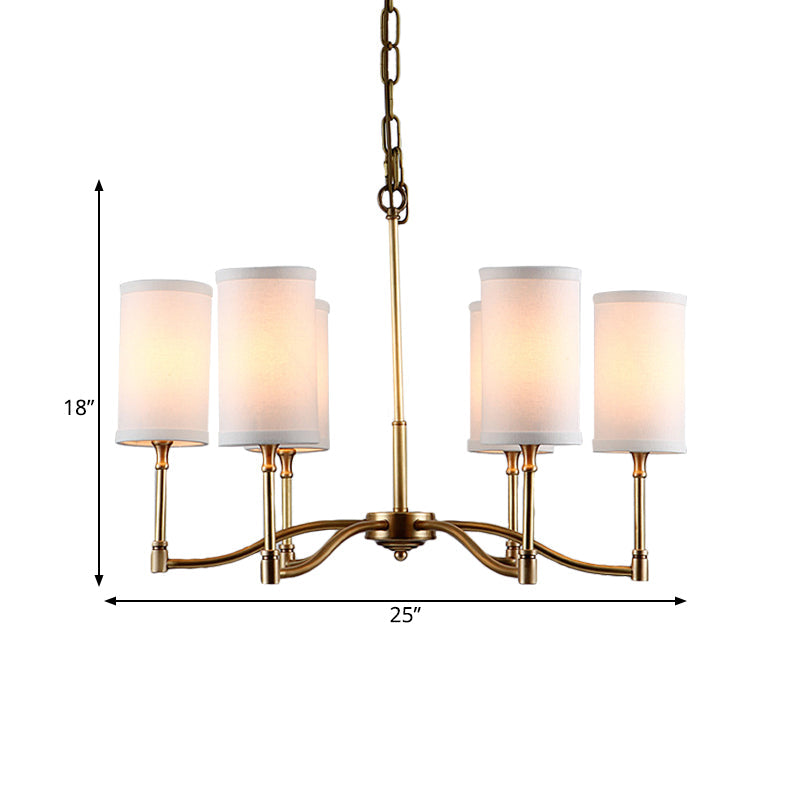 Gold Tubular Pendant Chandelier Colonial Style 6/9 Bulb Lighting - Rebooters