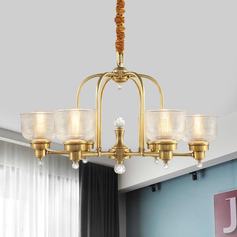 Prismatic Glass Gold Hanging Chandelier Bowl Shade Light - Rebooters