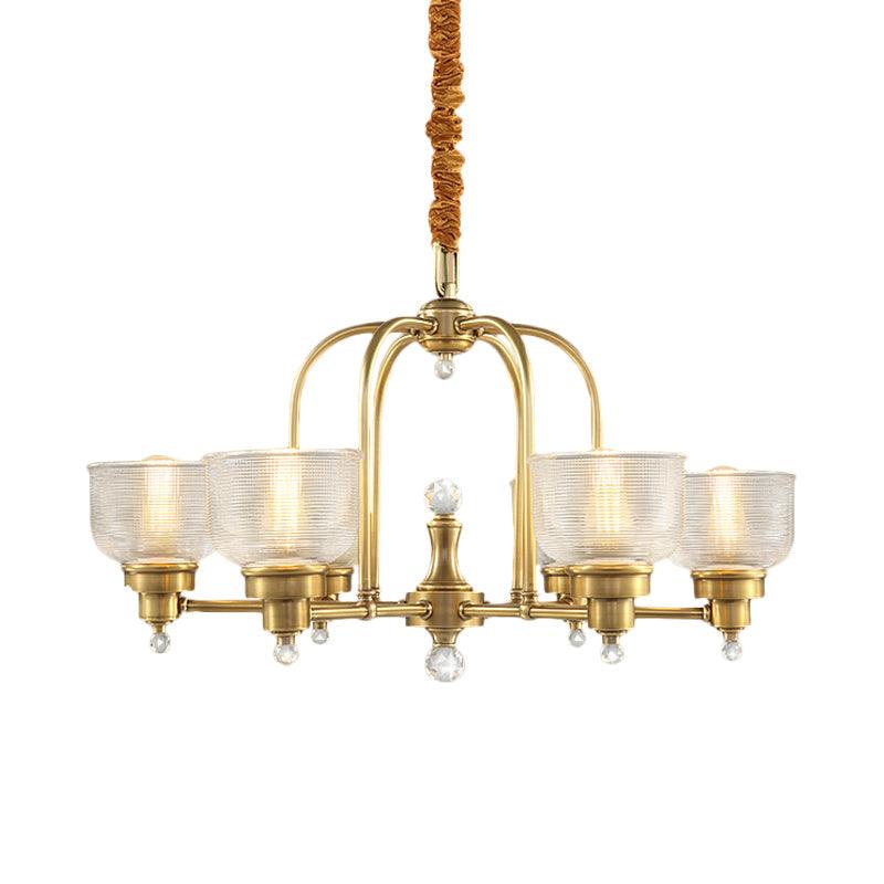 Prismatic Glass Gold Hanging Chandelier Bowl Shade Light - Rebooters