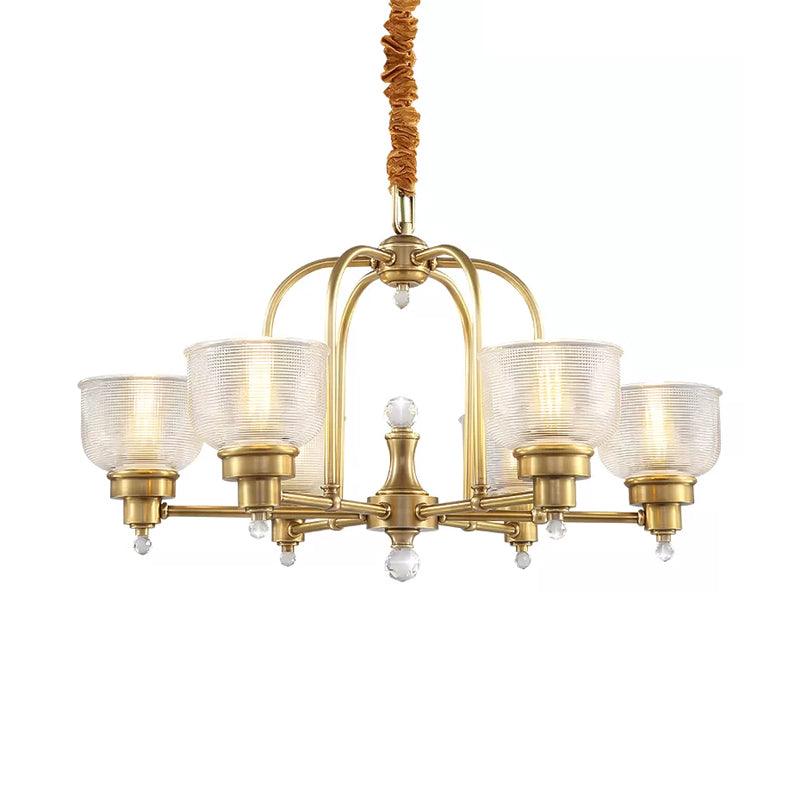 Prismatic Glass Gold Hanging Chandelier Bowl Shade Light - Rebooters