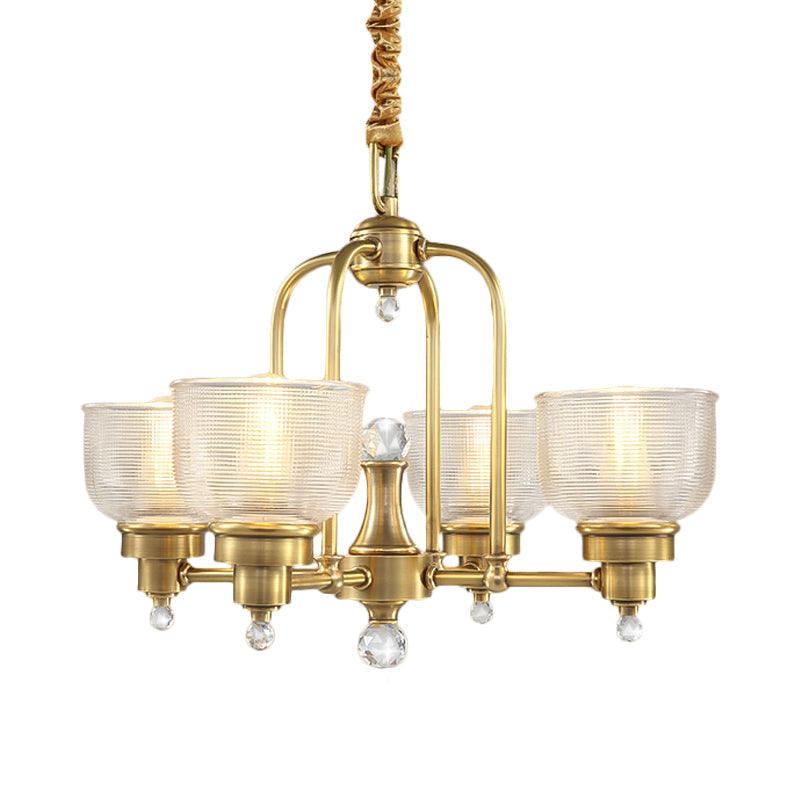 Prismatic Glass Gold Hanging Chandelier Bowl Shade Light - Rebooters