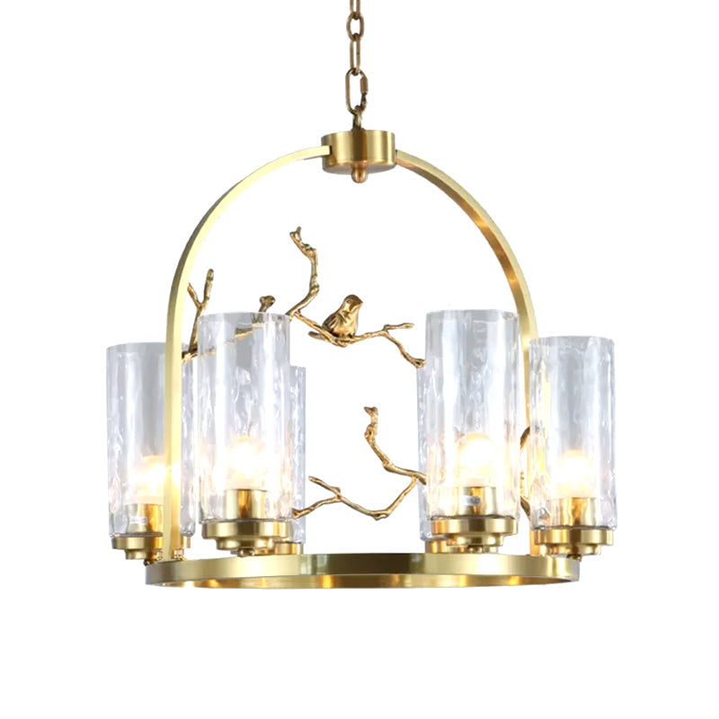 Colonial Cylinder Chandelier 6/8-Head Clear Glass Light - Rebooters