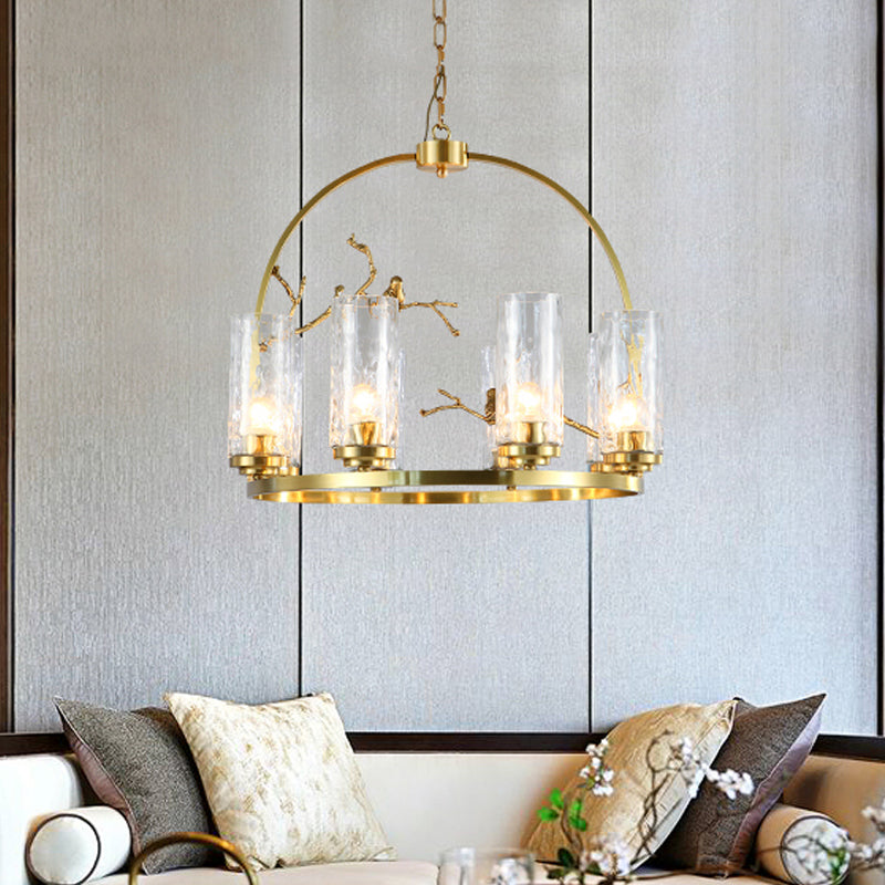 Colonial Cylinder Chandelier 6/8-Head Clear Glass Light - Rebooters