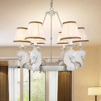 Tapered Fabric Chandelier Light Fixture Country 6 Heads Lamp - Rebooters