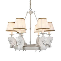 Tapered Fabric Chandelier Light Fixture Country 6 Heads Lamp - Rebooters