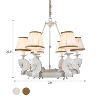 Tapered Fabric Chandelier Light Fixture Country 6 Heads Lamp - Rebooters