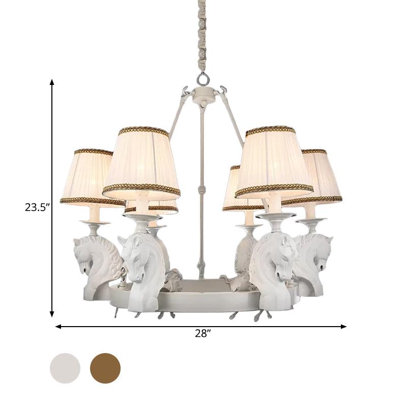 Tapered Fabric Chandelier Light Fixture Country 6 Heads Lamp - Rebooters