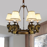Tapered Fabric Chandelier Light Fixture Country 6 Heads Lamp - Rebooters