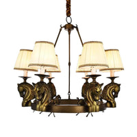 Tapered Fabric Chandelier Light Fixture Country 6 Heads Lamp - Rebooters
