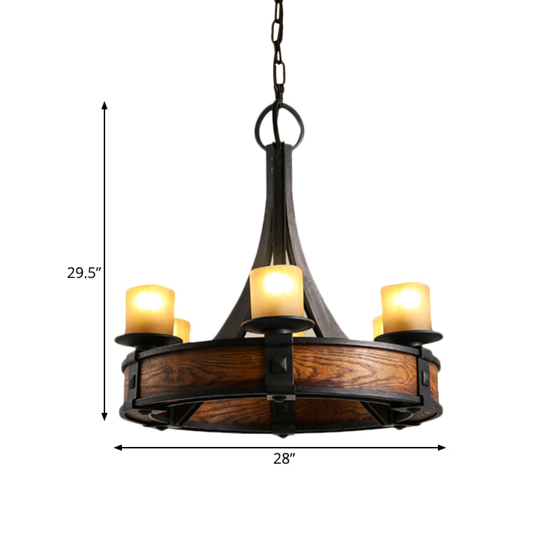 Black Tube Chandelier Lamp Traditional Beige Glass 6 Lights - Rebooters
