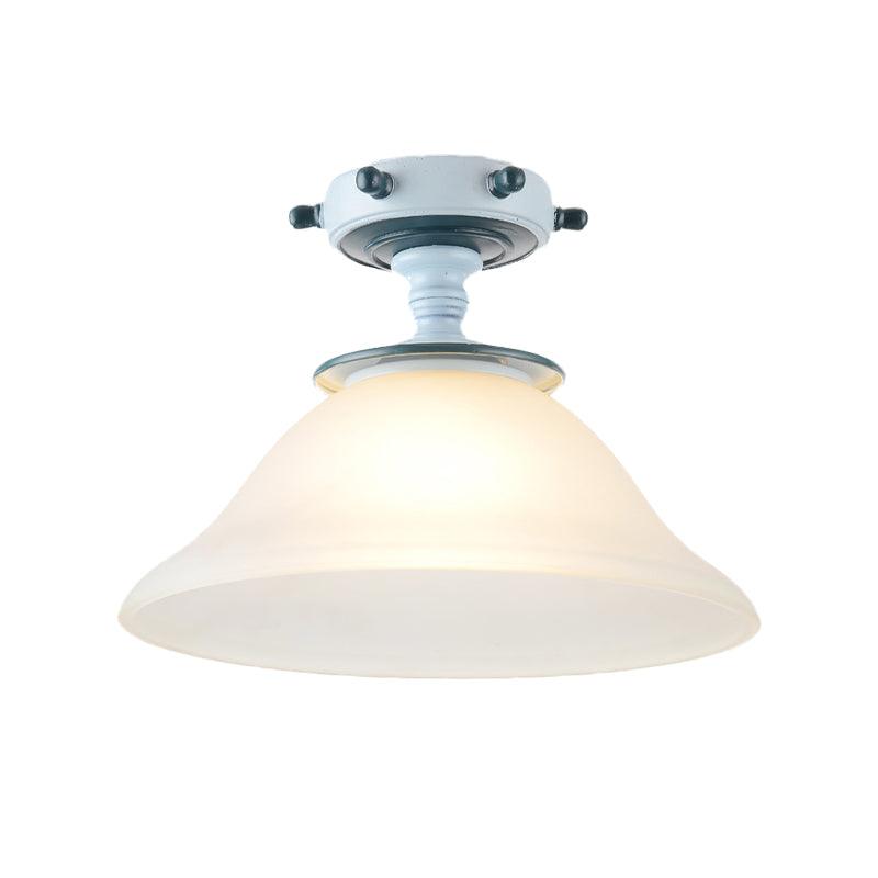Bell Opal Glass Semi Flush Mediterranean 1-Bulb Blue Fixture - Rebooters
