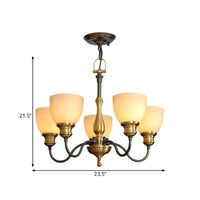 Black 3/5/8 Bulbs Hanging Lamp Rural Frosted Glass Chandelier - Rebooters