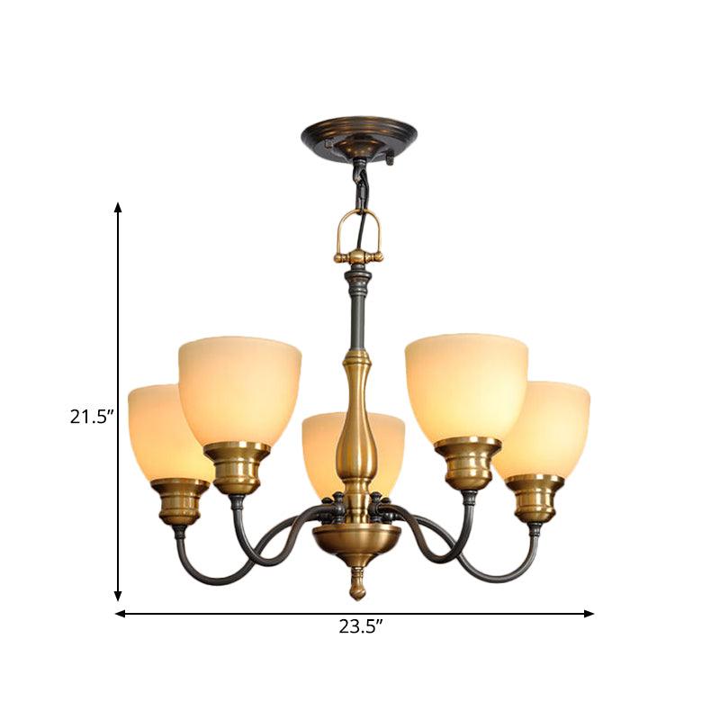 Black 3/5/8 Bulbs Hanging Lamp Rural Frosted Glass Chandelier - Rebooters