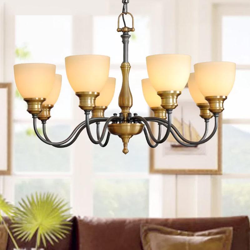 Black 3/5/8 Bulbs Hanging Lamp Rural Frosted Glass Chandelier - Rebooters