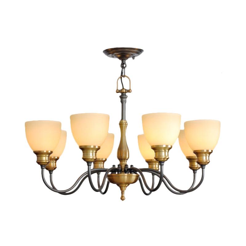 Black 3/5/8 Bulbs Hanging Lamp Rural Frosted Glass Chandelier - Rebooters
