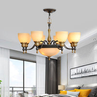 Black 3/5/8 Bulbs Hanging Lamp Rural Frosted Glass Chandelier - Rebooters