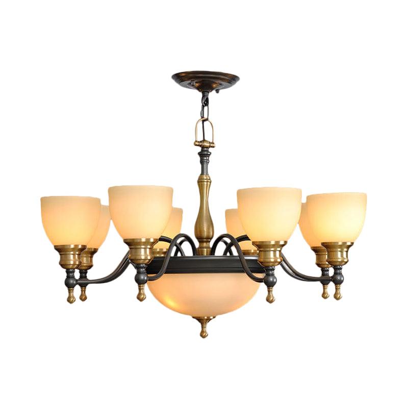 Black 3/5/8 Bulbs Hanging Lamp Rural Frosted Glass Chandelier - Rebooters