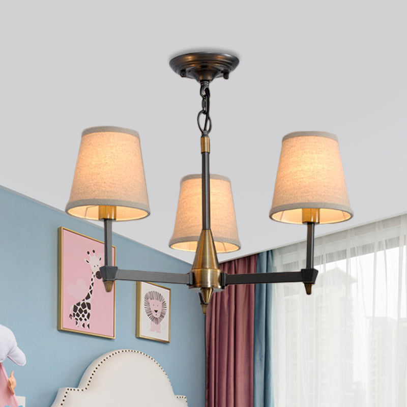 Cone Fabric Pendant Chandelier Country 3/6/8 Heads Black Ceiling Light - Rebooters