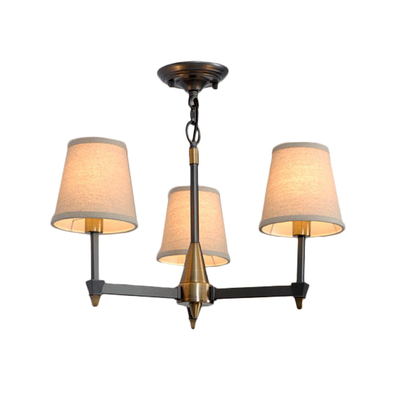Cone Fabric Pendant Chandelier Country 3/6/8 Heads Black Ceiling Light - Rebooters