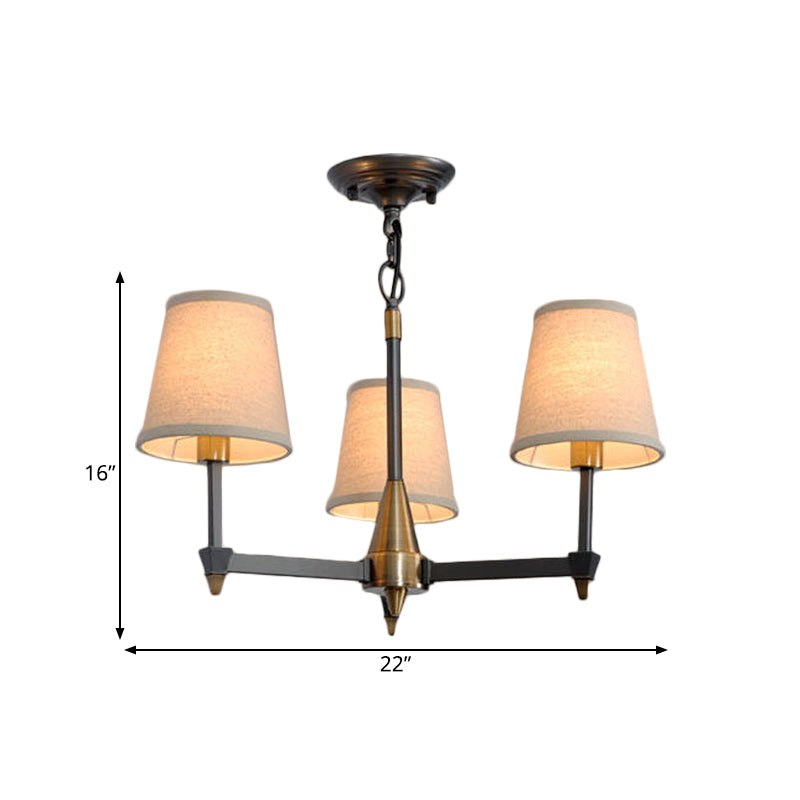 Cone Fabric Pendant Chandelier Country 3/6/8 Heads Black Ceiling Light - Rebooters