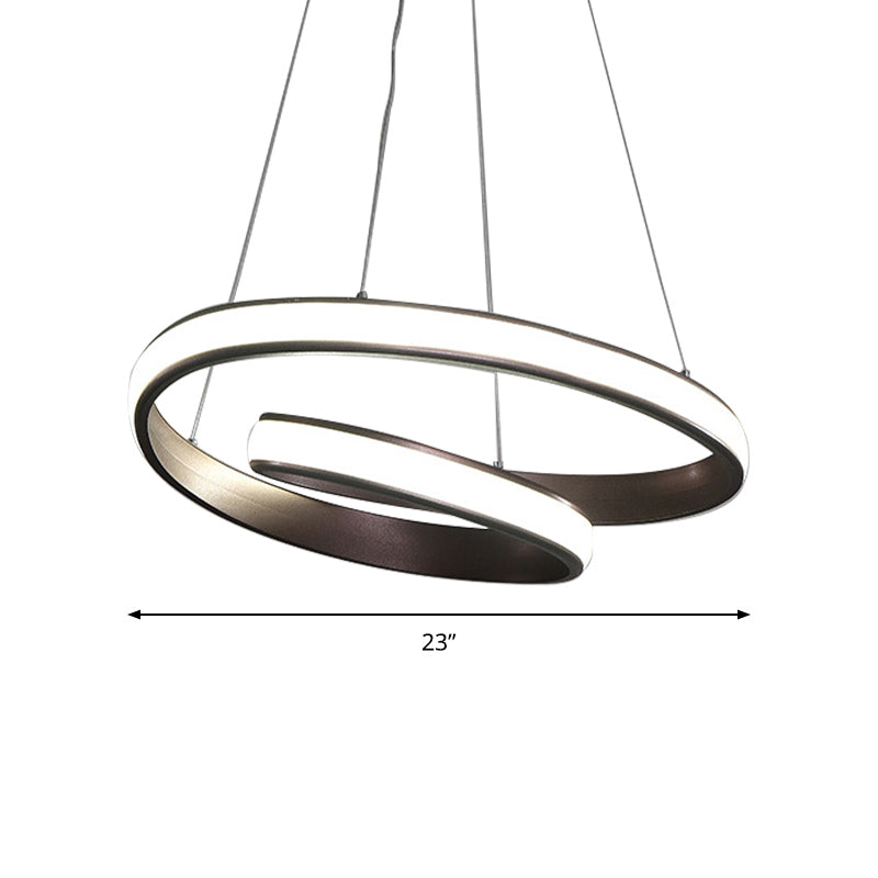 23"/31.5" Wide Loop Ceiling Light Fixture Modern Acrylic LED Brown Chandelier Lamp - Rebooters