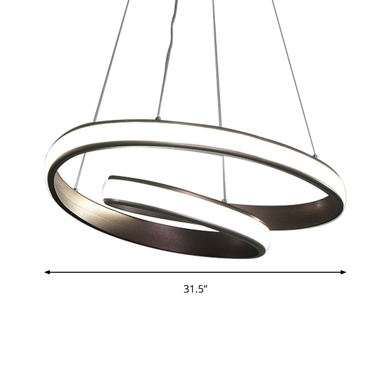 23"/31.5" Wide Loop Ceiling Light Fixture Modern Acrylic LED Brown Chandelier Lamp - Rebooters