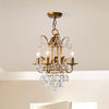 4 Lights Lantern Chandelier Lighting Classic Metal Ceiling Pendant in Gold with Beveled Crystal Droplet - Rebooters