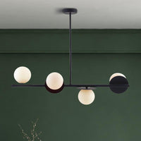 4-Light Ball Island Pendant Contemporary Matte White Glass Ceiling Light in White Black - Rebooters