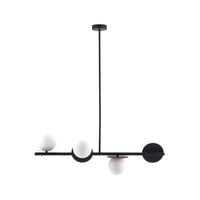 4-Light Ball Island Pendant Contemporary Matte White Glass Ceiling Light in White Black - Rebooters