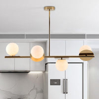 4-Light Ball Island Pendant Contemporary Matte White Glass Ceiling Light in White Black - Rebooters