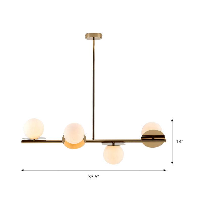 4-Light Ball Island Pendant Contemporary Matte White Glass Ceiling Light in White Black - Rebooters