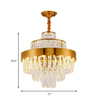 17"/23" W Layered Chandelier Light Fixture Vintage Crystal Lamp - Rebooters