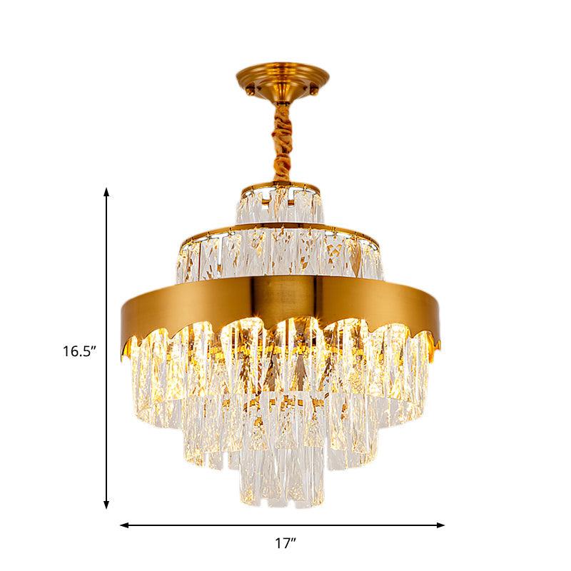 17"/23" W Layered Chandelier Light Fixture Vintage Crystal Lamp - Rebooters