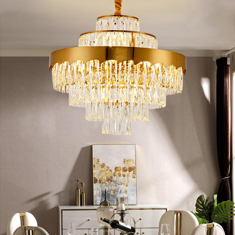 17"/23" W Layered Chandelier Light Fixture Vintage Crystal Lamp - Rebooters