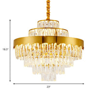 17"/23" W Layered Chandelier Light Fixture Vintage Crystal Lamp - Rebooters