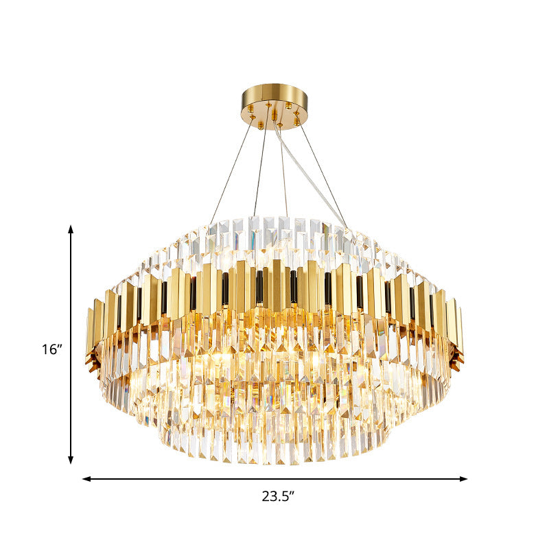 Layered Pendant Light Dining Room Multi Light Vintage Metal Chandelier with Crystal Gold - Rebooters