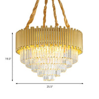 3-Tier Circle Hanging Lamp Contemporary Metal Pendant Chandelier Light with K9 Block in Brass Finish - Rebooters