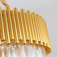 3-Tier Circle Hanging Lamp Contemporary Metal Pendant Chandelier Light with K9 Block in Brass Finish - Rebooters