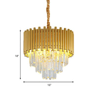 3-Tier Circle Hanging Lamp Contemporary Metal Pendant Chandelier Light with K9 Block in Brass Finish - Rebooters