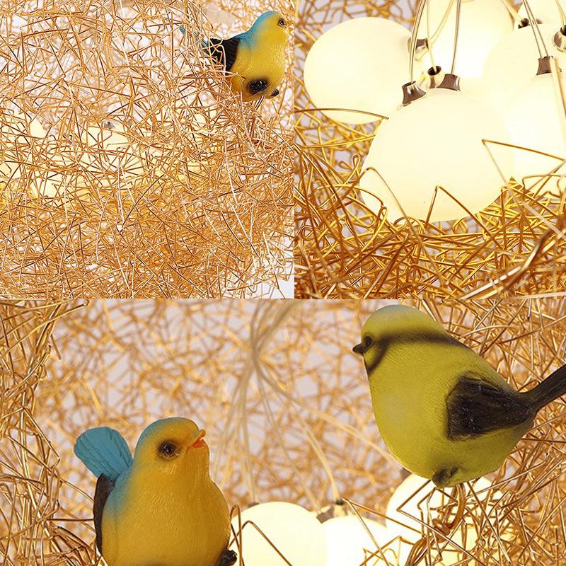 Art Deco 2 Lights Chandelier Light with Metal Shade Gold Neat Ceiling Hung Fixture - Rebooters